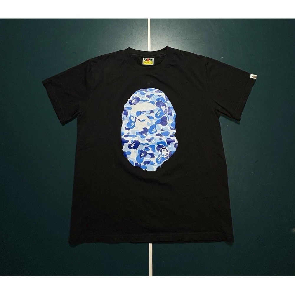 A BATHING APE‎ Ape Head Blue ABC Camo Black T Shirt Size Men's Medium